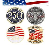Set di 4 spille per il 250° anniversario degli Stati Uniti per uomini e donne, spille da bavero in metallo con bandiera americana, 250 anni commemorative patriottiche, spille smaltate per regali per