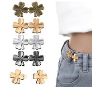 Set di 4 spille per jeans per jeans allentate, non c'è bisogno di cucire, spille staccabili per rendere i jeans più piccoli, oro, argento, nero, quadrifoglio, adatto per donne, regali per festival, 4