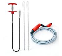 Set di 4 spirali per la pulizia dei tubi, 5 m, spirale, presa da 1,5 m e 2 spazzole di scarico, a spirale, per la pulizia dei tubi per l'intasamento in WC, lavandino, vasca da bagno