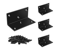 Set di 4 staffe a L per legno, staffe angolari e viti, 2 x 4 staffe angolari in ferro per mensole, mobili, giunti angolari in metallo, per connettori in legno fai da te, colore: nero