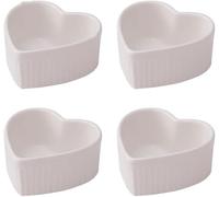 Set di 4 Stampi da Forno in Porcellana A Forma di Cuore in Ceramica Ciotola da Forno Ad Alta Temperatura per La Cottura di Torte Marmellate Soufflé Creme Brulee, White