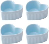 Set di 4 Stampi da Forno in Porcellana A Forma di Cuore in Ceramica Ciotola da Forno Ad Alta Temperatura per La Cottura di Torte Marmellate Soufflé Creme Brulee, Blue