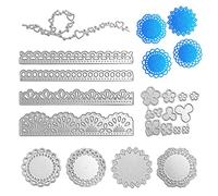 Set di 4 stampi da taglio rotondi, stampini decorativi per bordi a punta, mini petali in rilievo, diversi stencil d'amore, per album fai da te, album fotografici, cartone