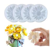 Set di 4 Stampi in Silicone a Forma di Margherita 3D - Per Candele, Saponi, Cioccolato e Decorazioni - Materiale Flessibile e Duraturo, Facile da Usare e Pulire