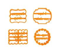 Set di 4 stampi per biscotti con frasi irriverenti in inglese e frasi irriverenti, rotonde, quadrate, per cuocere al cioccolato