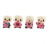 Set di 4 statuette a forma di maialino in resina, dipinte a mano, a tema amore, rosa, decorazione in miniatura, per mensole, auto, cruscotto, scrivania da ufficio