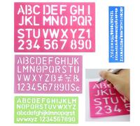 Set di 4 stencil con lettere in plastica, stencil alfabeto, lettere, piccoli numeri, stencil per bambini, stencil da disegno, pittura, apprendimento, fai da te (colori misti e dimensioni)
