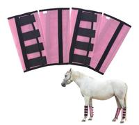 Set di 4 stivali antimosche per cavalli, leggings per cavalli, niente più calpesti, in rete di PVC, traspiranti e resistenti agli strappi, rosa, L