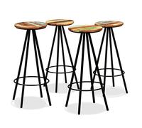 Set di 4 stolette per bar in stile industriale, in legno massiccio riciclato, telaio in acciaio resistente per cucine, cose