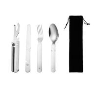 Set di 4 stoviglie da campeggio, stoviglie da viaggio, stoviglie da campeggio, stoviglie da campeggio in acciaio inox, stoviglie pieghevoli, stoviglie per esterni, stoviglie per gite, stoviglie per