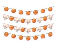 Set di 4 striscioni decorativi per feste di basket, decorazioni a tema basket e canestro con corda pre-infilata, pronti da appendere per feste di compleanno, decorazioni per il giorno della partita