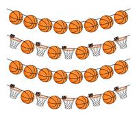 Set di 4 striscioni decorativi per feste di basket, pronti da appendere per feste di compleanno, decorazioni a tema basket e canestro con corda pre-incordata, decorazioni per il giorno della partita