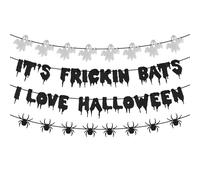 Set di 4 Striscioni Halloween in Bianco e Nero, 3m da Striscione It's Frickin Bats Nero I Love Halloween Spider Bandiera di Fantasma Bianca Decorazioni per Feste a Tema Horror Spettrale