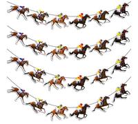 Set di 4 striscioni per corse di cavalli, multicolore, 20 x 14 cm, corse di cavalli, feste ed eventi, festa di compleanno, Kentucky Derby Day, a tema cavalli