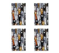 Set di 4 strofinacci da cucina a forma di gatto, fantasioso, giocoso nero, arancione, nero, ad asciugatura rapida, per asciugare i piatti, essenziali da cucina, 40,6 x 61 cm (4 pezzi)