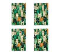 Set di 4 strofinacci da cucina con gatti, fantasiosi e giocosi foglie verdi verdi ad asciugatura rapida, 40,6 x 61 cm (4 pezzi)