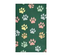 Set di 4 strofinacci e stracci colorati con impronte di zampe, 71 x 45 cm, colore: verde pastello