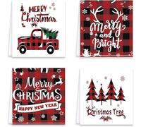 Set di 4 strofinacci natalizi per cucina, resistenti alle macchie e realizzati con miscela di fibre per una pulizia sicura ed efficace di piatti e superfici (stile A)