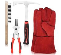 Set di 4 strumenti per la rimozione delle scorie di saldatura, martello per saldatura/scalpellatura, con struttura in acciaio forgiato e manico ammortizzante, strumenti di rimozione delle scorie di