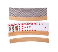 Set di 4 supporti curvi per carte da gioco per anziani, adulti, in legno massiccio, per carte di credito, design semplice, materiale naturale ideale per giochi multiplayer, Hol