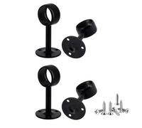 Set di 4 supporti da parete in acciaio inox per asta per tenda da bagno, 32 mm, colore: Nero
