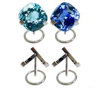 Set di 4 supporti in metallo per sfere di cristallo per pietre preziose, fossili, fette di agata e campioni di roccia naturale (amore - argento)