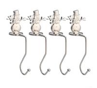 Set di 4 supporti per calze da camino, con ganci in metallo a tema festivo, con cuscinetti antiscivolo per un posizionamento sicuro sul caminetto, calze e decorazioni (pupazzo di neve)