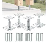 Set di 4 supporti per pali, regolabili in altezza, 100 - 145 mm, scarpa zincata da avvitare, piedini di supporto con viti, ancoraggio per pali regolabili, piede di supporto per recinzioni