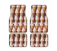 Set di 4 tappetini per auto con coni gelato anni '50 tempo, tappetini anteriori e posteriori per auto, antiscivolo, in neoprene, universali, per interni auto, SUV, furgoni, camion