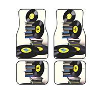 Set di 4 tappetini per auto con dischi in vinile e nastri, morbidi, spessi, antiscivolo, in neoprene, per tutte le stagioni, universali, anteriori e posteriori, per SUV e camion