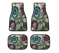 Set di 4 tappetini per auto con disegno di tre fiori, personalizzati, antiscivolo, anteriori e posteriori, classici per tutte le stagioni, battitacco universale adatto per SUV, furgoni, berline e