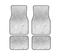 Set di 4 tappetini per auto con glitter argento e marmo bianco - Adatti per tappetini per auto, SUV e camion | Lavabili in lavatrice