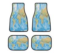 Set di 4 tappetini per auto con mappa del mondo, personalizzabili, antiscivolo, anteriori e posteriori, classici per tutte le stagioni, battitacco universale adatto per SUV, furgoni, berline e camion