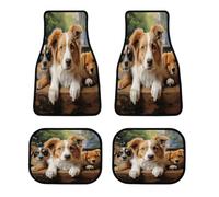 Set di 4 tappetini per auto con simpatici cani, personalizzabili, antiscivolo, anteriori e posteriori, classici per tutte le stagioni, battitacco universale per SUV, furgoni, berline, camion