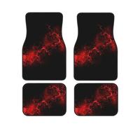 Set di 4 tappetini per auto con stampa Explosion Burst, colore rosso e nero, facili da installare