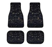 Set di 4 tappetini per auto con stelle e luna al buio, personalizzabili, antiscivolo, anteriori e posteriori, classici per tutte le stagioni, battitacco universale per SUV, furgoni, berline, camion