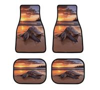 Set di 4 tappetini per auto con tartaruga marina al tramonto, antiscivolo, tappetini anteriori e posteriori, classici per tutte le stagioni, universali, adatti per SUV, furgoni, berline e camion