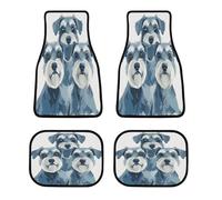 Set di 4 tappetini per auto con tre cani di piccola taglia, personalizzabili, antiscivolo, anteriori e posteriori, classici per tutte le stagioni, battitacco universale per SUV, furgoni, berline e