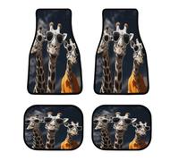 Set di 4 tappetini per auto con tre giraffe, personalizzabili, antiscivolo, anteriori e posteriori, classici per tutte le stagioni, battitacco universale adatto per SUV, furgoni, berline, camion