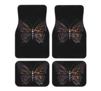 Set di 4 tappetini per auto, resistenti, resistenti all'usura, facili da pulire, non scoloriscono, con stampa misteriosa e farfalla