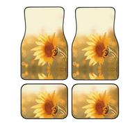 Set di 4 tappetini per auto stampati con girasoli al sole della sera, resistenti all'usura e antimacchia, perfetti per auto/SUV/furgoni