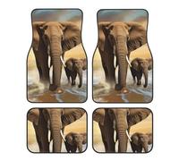 Set di 4 tappetini per auto, universali, motivo elefanti dal mare, antiscivolo, in gomma resistente, adatti per la maggior parte dei veicoli