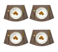 Set di 4 tappetini protettivi per tavolo da pranzo per cucine e ristoranti in vinile impermeabile e materiale PVC resistente al calore e ai graffi (marrone)