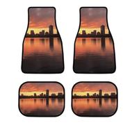 Set di 4 tappetini universali per auto, comodi, con retro antiscivolo, Boston Charles River City Skyline al tramonto, per tutte le stagioni, per SUV, furgoni, berline, camion