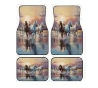 Set di 4 tappetini universali per auto con cavallo che corre, copertura completa, antiscivolo, in poliestere, stampato, protezione interna anteriore e posteriore, per auto, camion, SUV