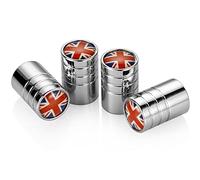 Set di 4 tappi coprivalvola dell'aria per pneumatici Mini Cooper F54 F55 F56 F57 F60 R55 R56 R57 R58 R59 R60 R61 Hardtop Clubman Hatchback Covertible Roadster Countryman (cromato, Union Jack rosso)