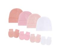 Set di 4 tappi per cofano per bambini, pieghevoli, con guanti in tessuto di cotone, delicati sulla pelle sensibile, diversi colori disponibili, guanti in cotone per bambini e berretto per cofano, Set