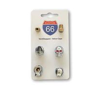 Set di 4 tappi per valvole + 2 adattatori per bicicletta - teschio argento v1 - adatto per ogni auto, moto e bicicletta