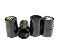 Set di 4 tappi per valvole in alluminio adatti per auto Citroen, con logo Style per auto, bicicletta, moto. Coperchio in metallo (set da 4 pezzi) nero)