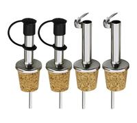 Set di 4 tappi per vino in sughero con beccuccio versatore a patta per bottiglie di vino e olio, tappi di ricambio
